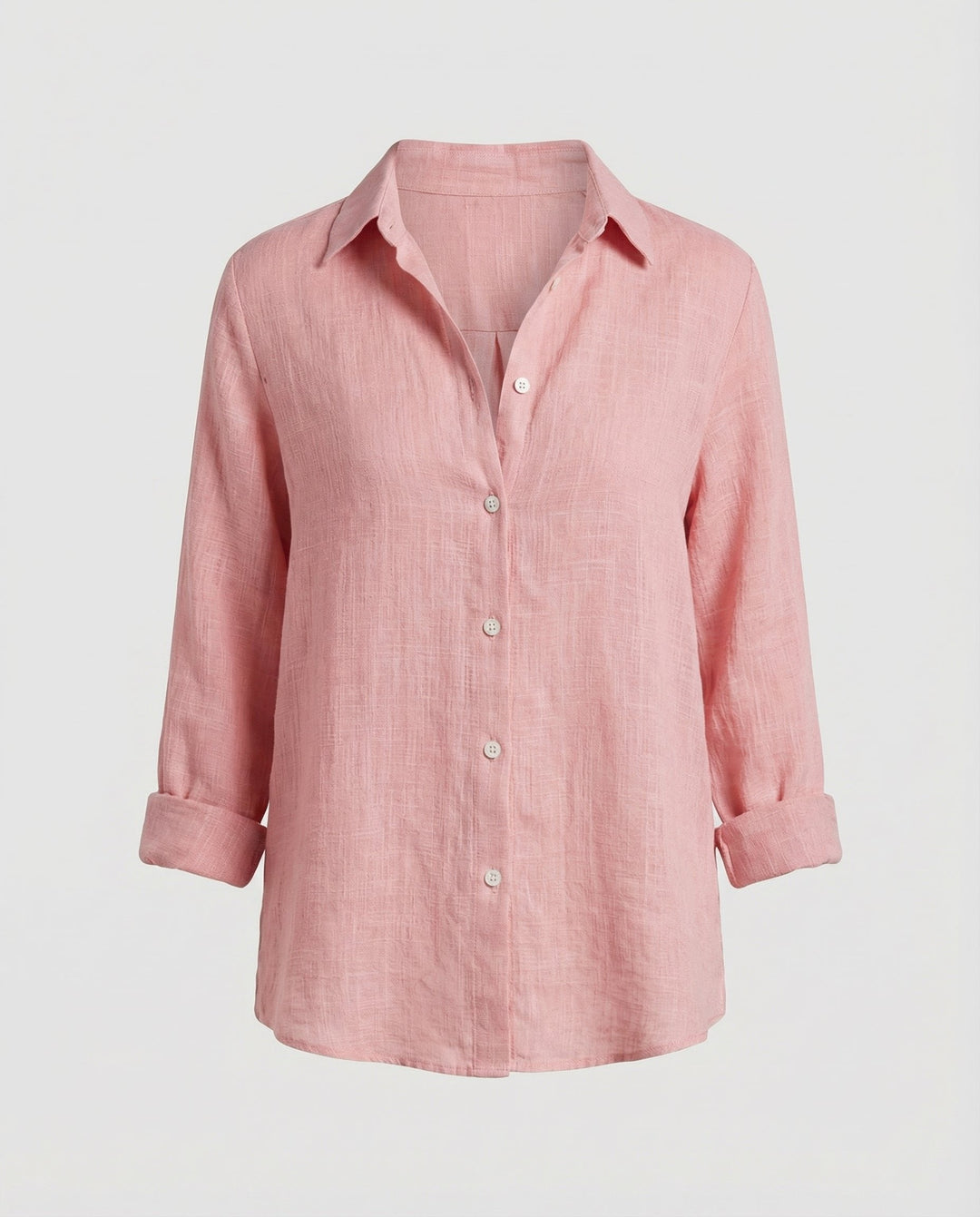 Lightweight women's relaxed-fit button-up shirt, perfect for elegant spring and summer casual fashion.