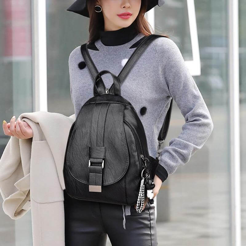 Versatile women's leather backpack, water-resistant. Anti-theft shoulder bag for travel & city.