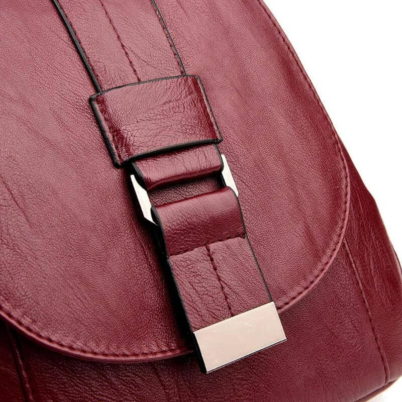 Women's water-resistant leather backpack with anti-theft design. Stylish & practical everyday bag.
