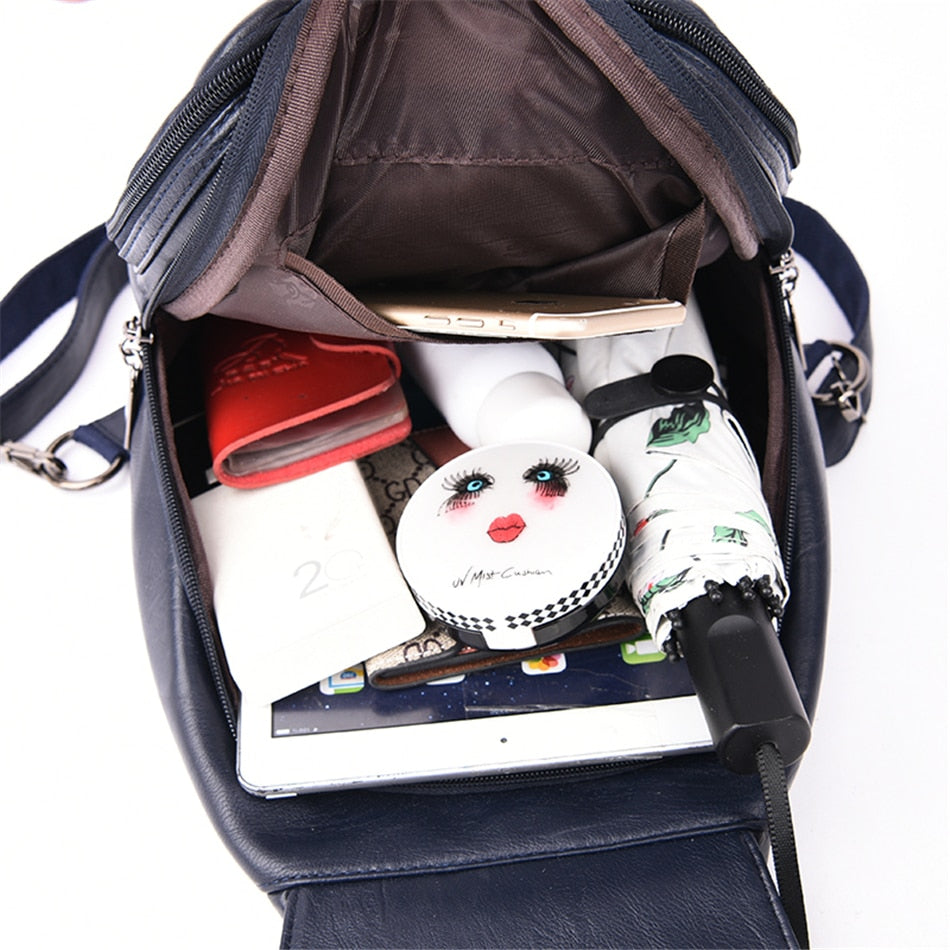 Fashionable women's water-resistant leather backpack. An ideal everyday bag & travel companion.