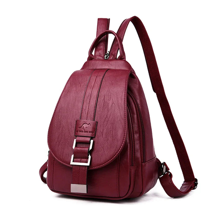 High-quality women's water-resistant leather backpack. Fashionable & practical shoulder bag.