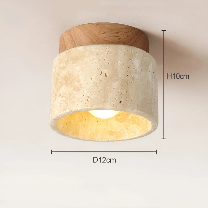 TranquilStone Wabi Sabi pendant light, Japanese minimalist design with a unique yellow marble pattern, ideal for modern homes.