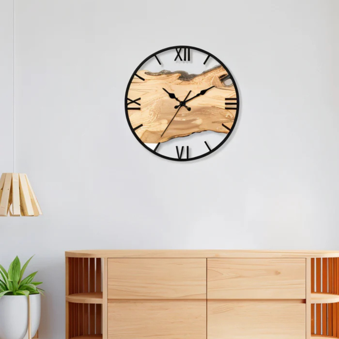 Silent large black minimalist wall clock. Perfect modern decor accent for contemporary interiors.