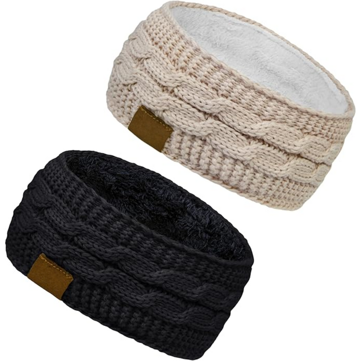 Get cozy: women's warm knitted headband, fleece-lined for ear protection in cold.