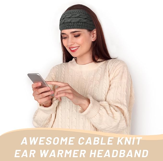 Cozy women's fleece-lined ear warmer headband, perfect for outdoor winter activities.