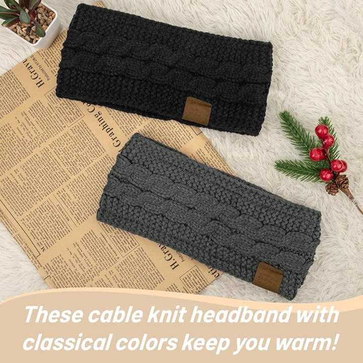 Essential women's winter gear: fleece-lined knitted ear warmer headband to stay warm.