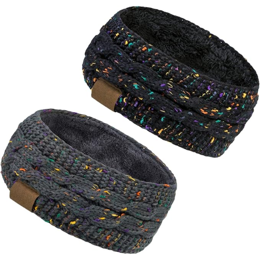 Designed for women: a warm, fleece-lined, knitted ear warmer headband for outdoor fashion.