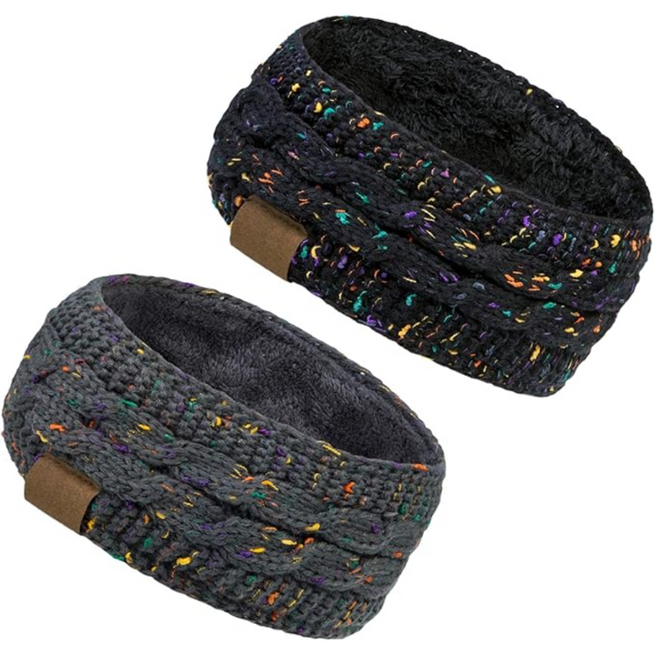 Designed for women: a warm, fleece-lined, knitted ear warmer headband for outdoor fashion.
