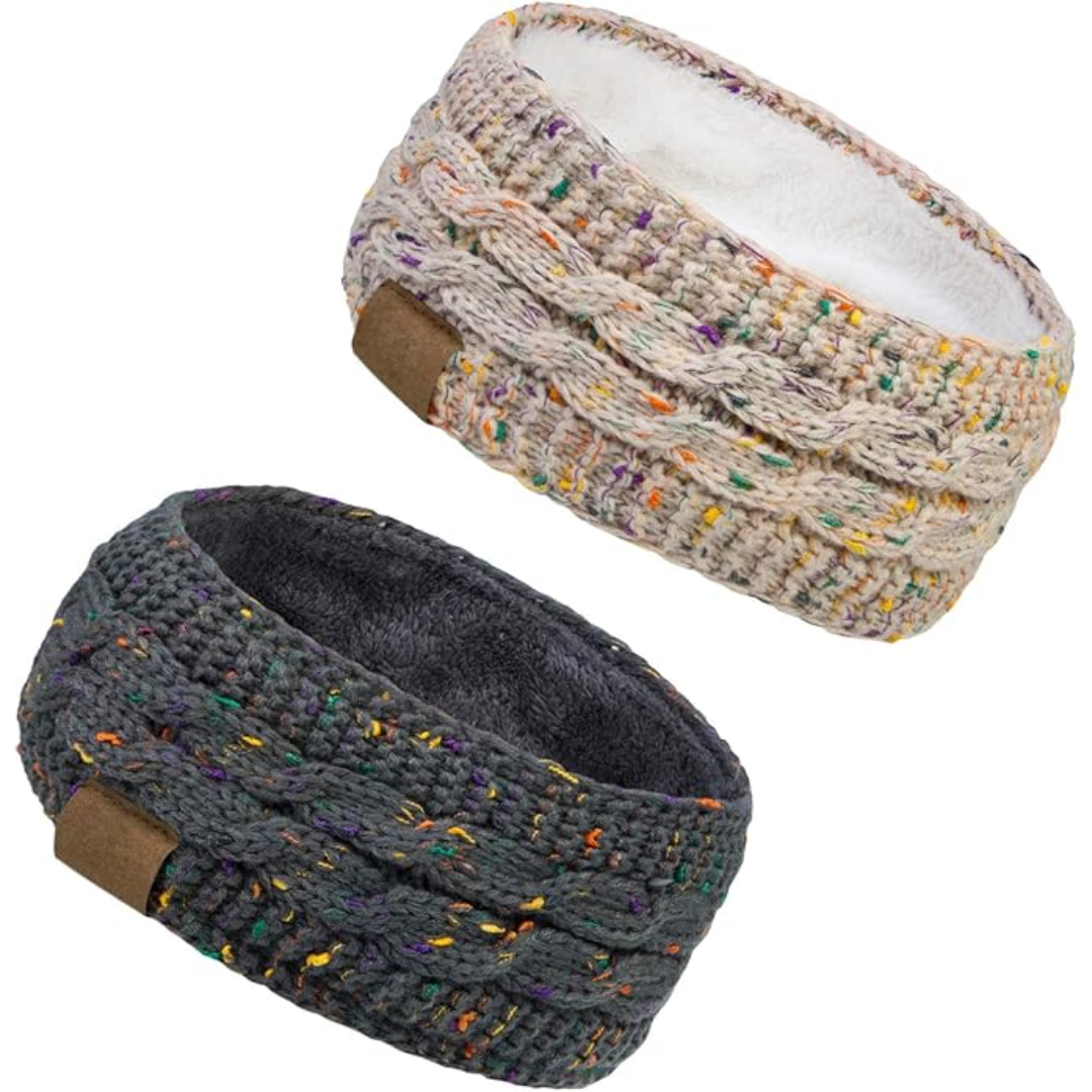 Soft knitted women's ear warmer headband, plush fleece-lined for ultimate warmth.