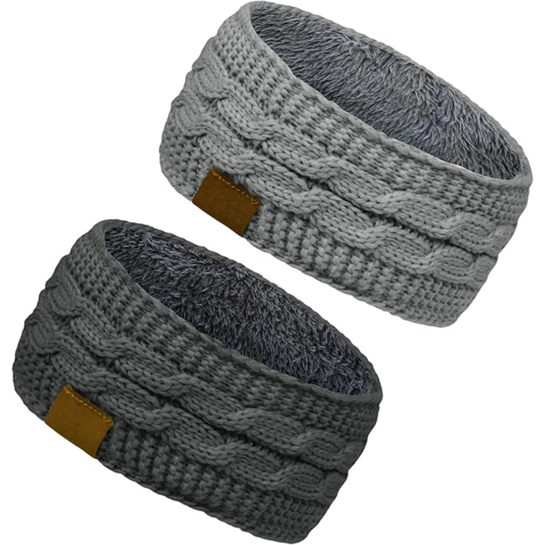 Practical and chic: women's fleece-lined knitted ear warmer headband for winter days.
