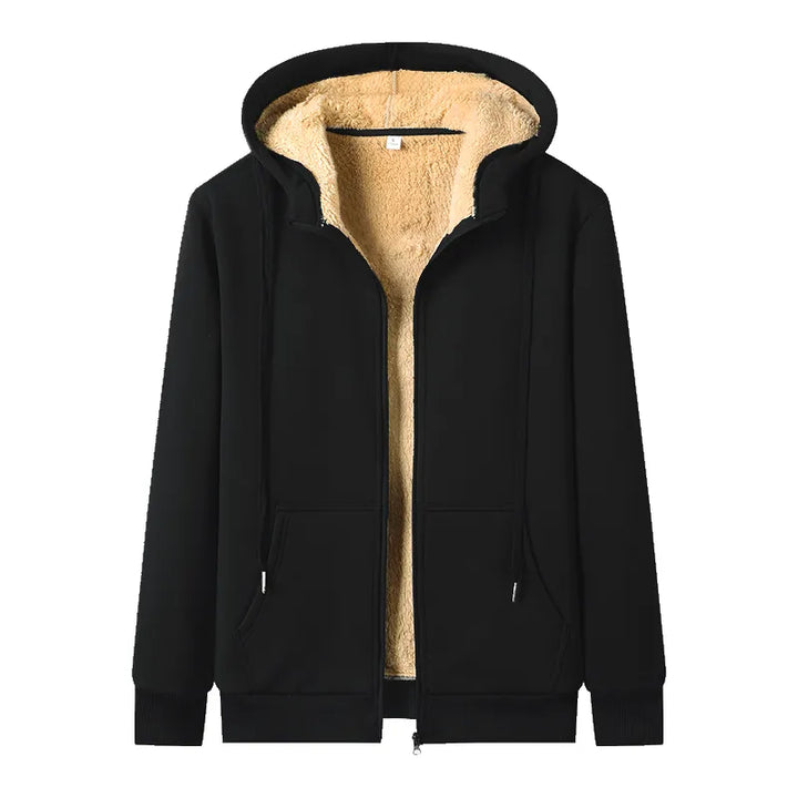 Warm women's lamb hooded jacket, oversized fit, perfect cozy outerwear for cold weather.