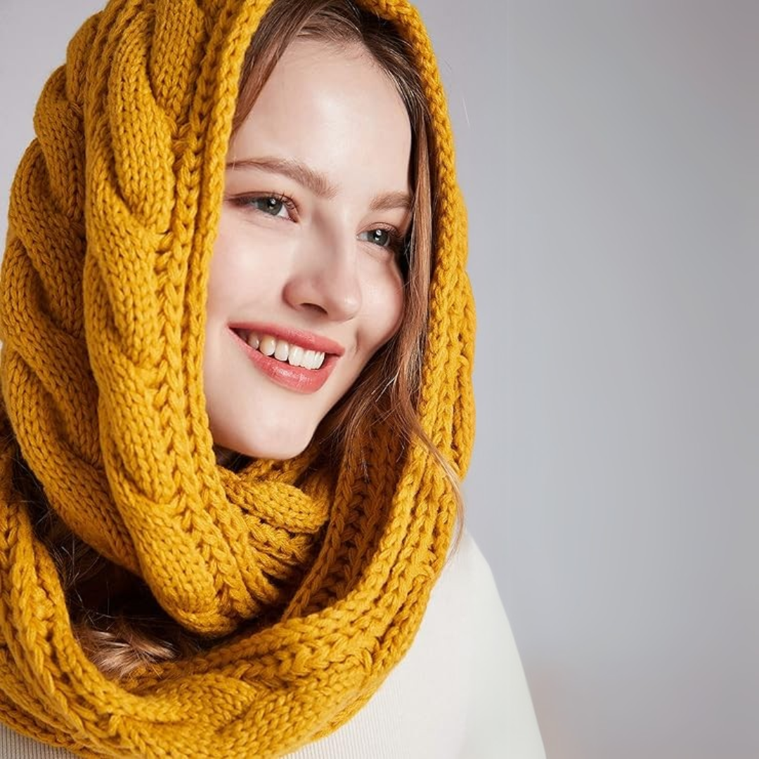 Wrap up in this women's stylish ribbed knitted winter scarf, a cozy addition to any outfit.