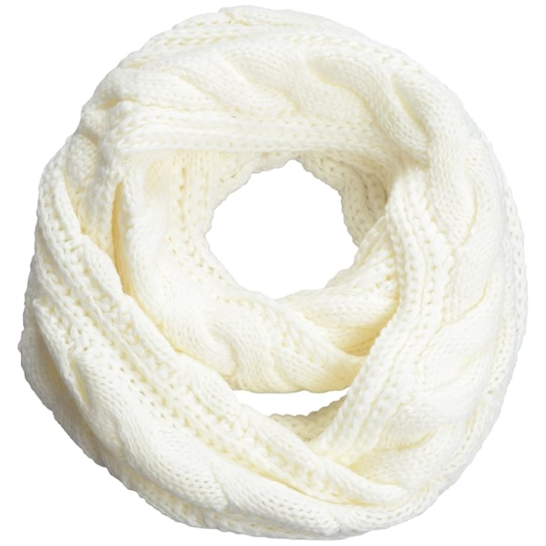 Women's warm ribbed knitted winter scarf, perfect for cold weather fashion.