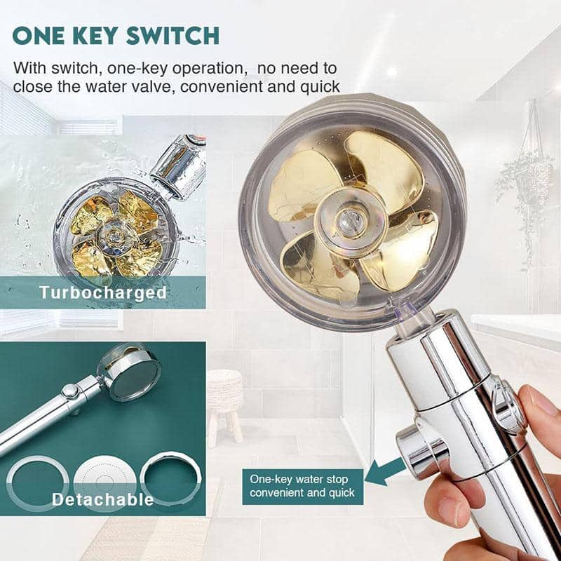 Easy-install chrome shower head, featuring high-pressure and water-saving technology for any bathroom.