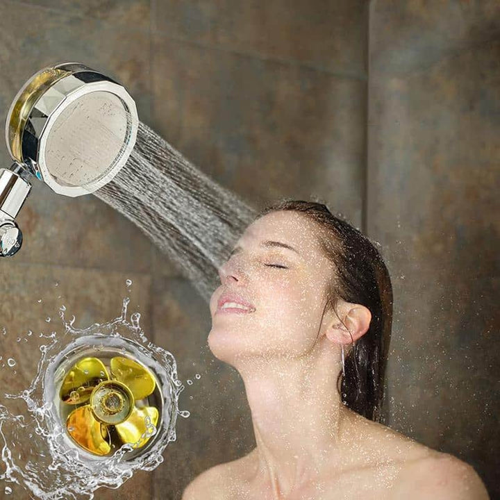 Adjustable, water-saving shower head in chrome, delivering high-pressure for an invigorating spa shower.