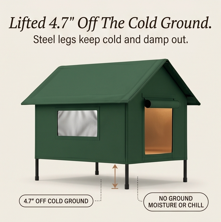 Premium outdoor cat house, thermal warming lining & waterproof design for ultimate winter comfort.