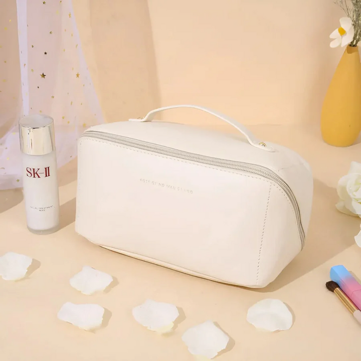Elegant women's waterproof toiletry bag, a stylish travel accessory for beauty organization.