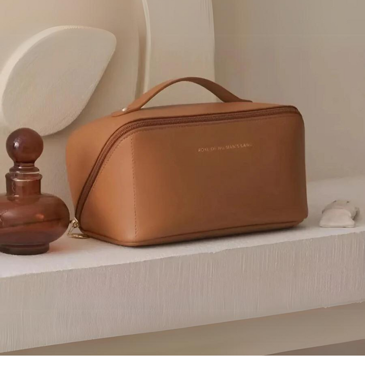 Premium women's waterproof travel cosmetic bag, durable beauty organizer and makeup pouch for trips.