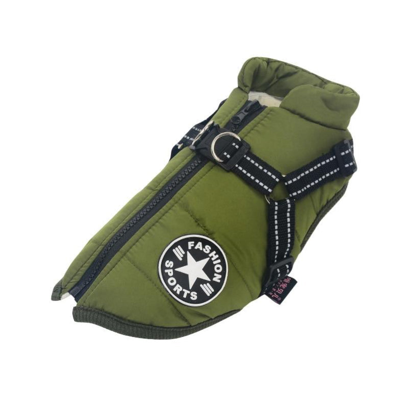 Pet rain jacket: waterproof dog coat with reflective strap, perfect for rainy day walks.