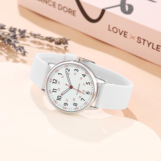 Femke waterproof nurse watch, medical-grade, unisex, silicone strap, professional healthcare timepiece.