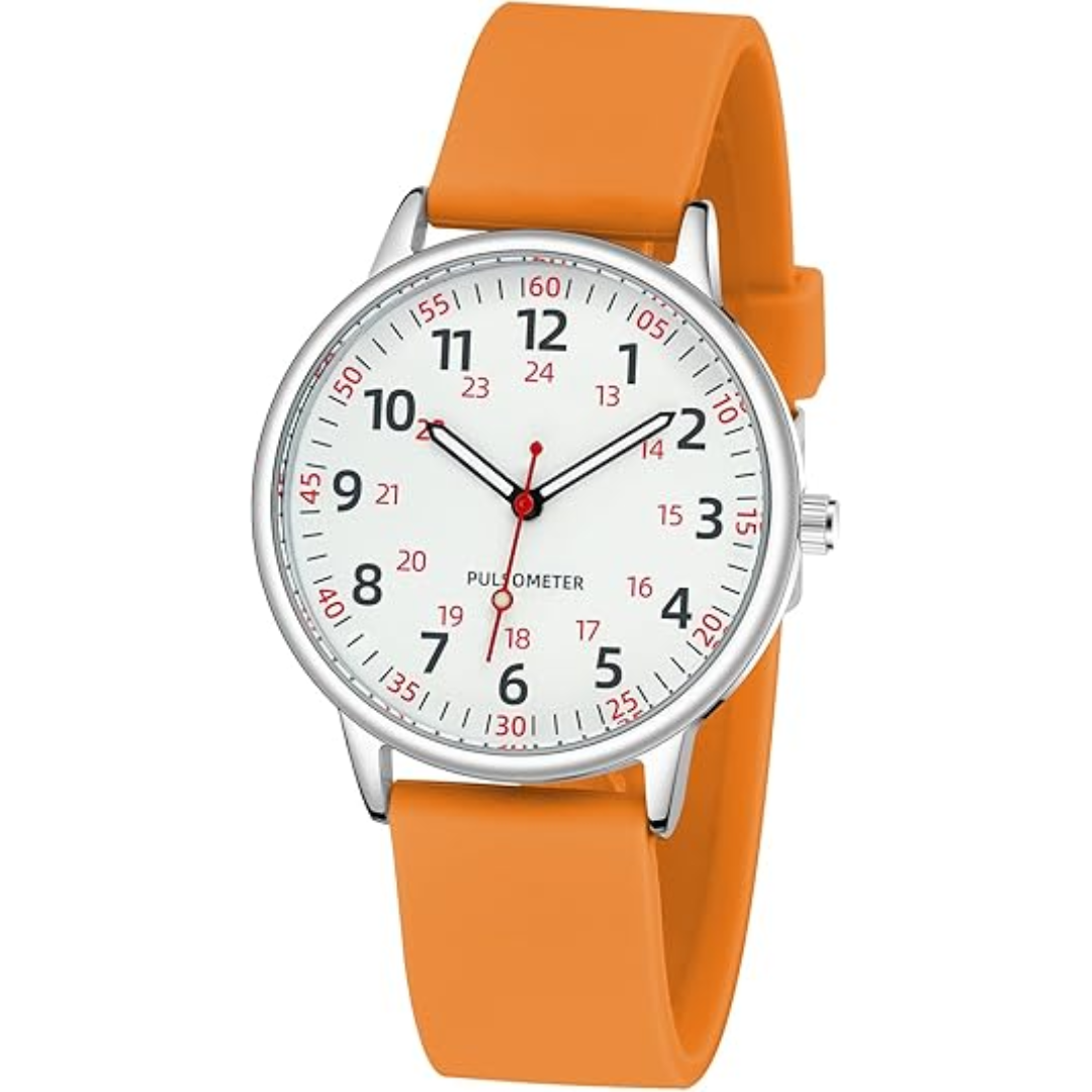 Stylish & functional unisex nurses watch, waterproof with a vibrant silicone band, perfect for healthcare settings.