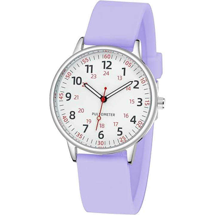 Waterproof analog nurses watch, a vital tool for healthcare providers, featuring a hygienic & comfortable silicone band.