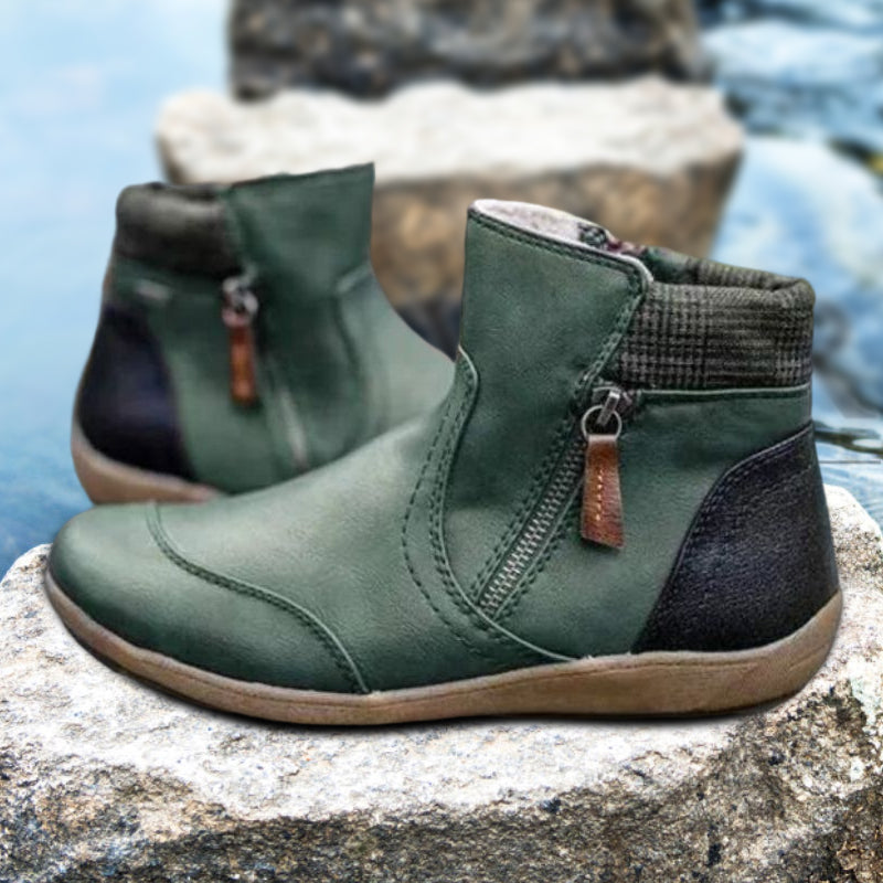 Women's waterproof orthopedic boots with zipper. All-day comfort, all-weather footwear.