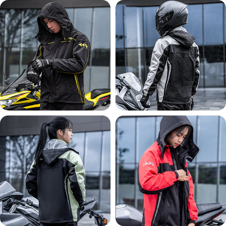 Stylish men's waterproof rain suit, a versatile and lightweight outdoor gear essential.