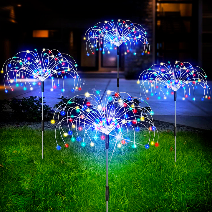 Eye-catching solar firework lamp, waterproof LED garden light for magical yard decor.