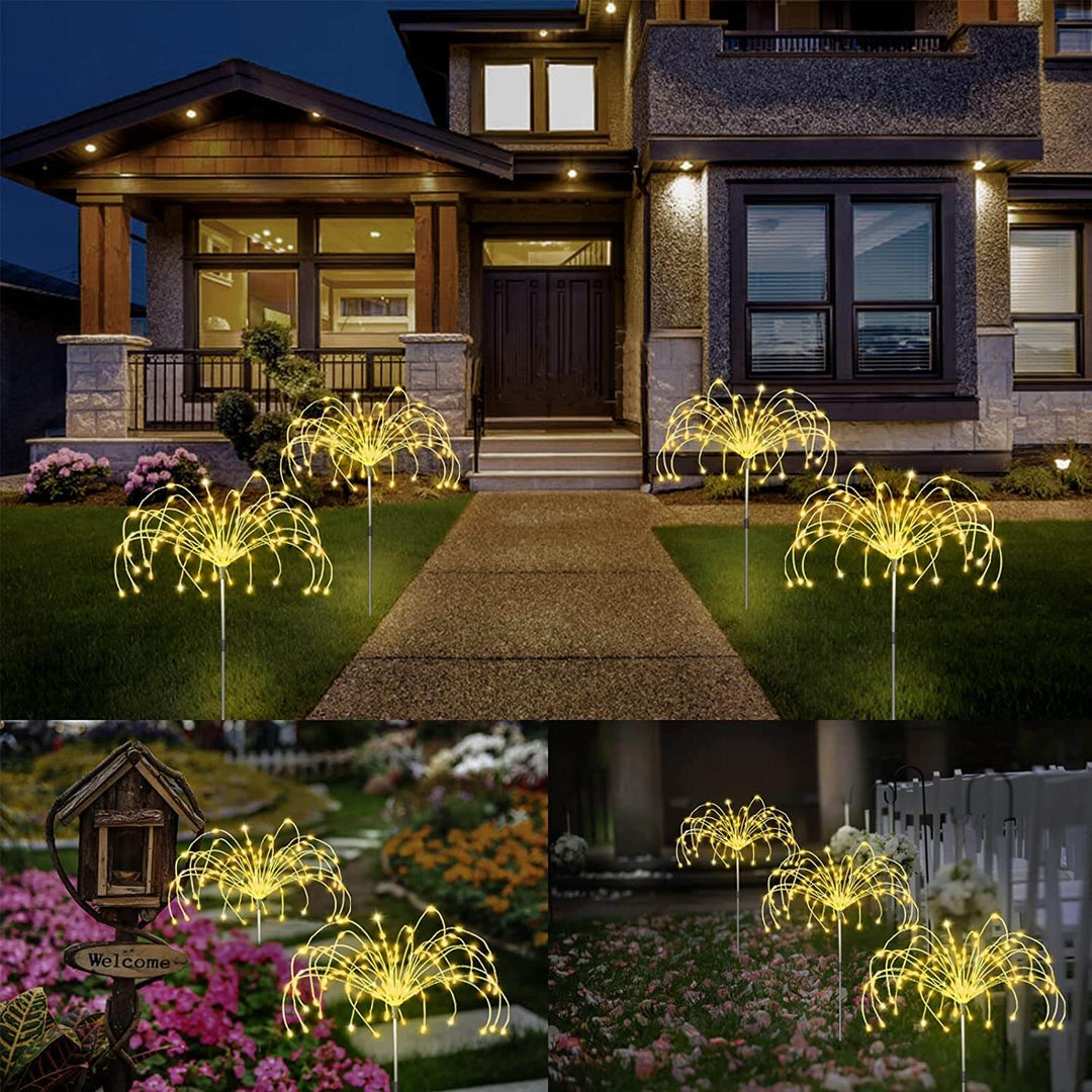 Waterproof solar firework LED lamp, decorative garden light for enchanting outdoor patio ambiance.