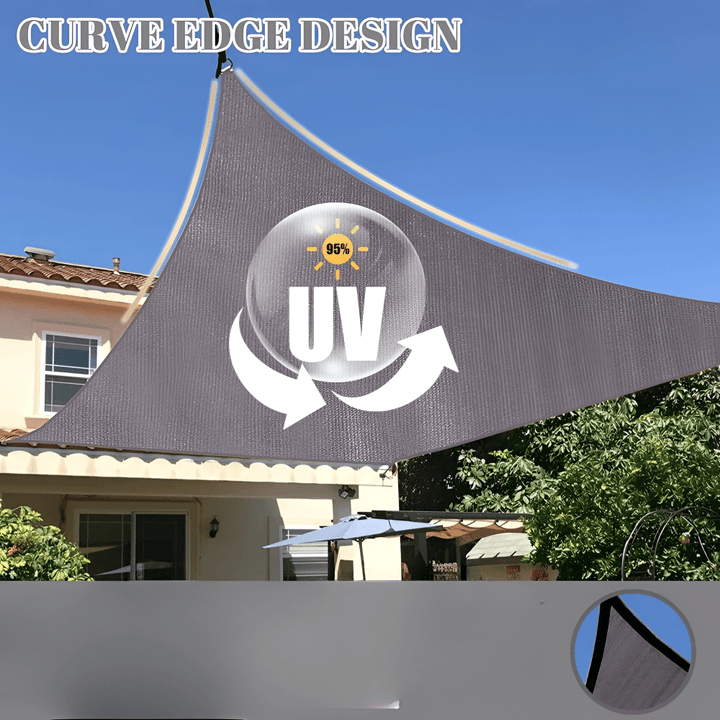 Heavy-duty outdoor shade sail, waterproof and UV resistant for patios, gardens, and balconies.
