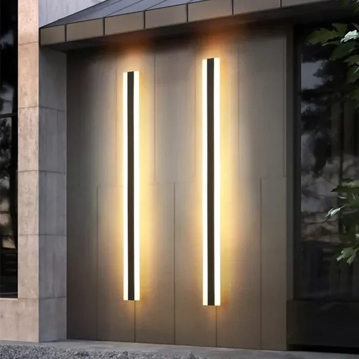 Durable black outdoor LED wall lamp, weatherproof, perfect for patio, garden, or porch exterior illumination.