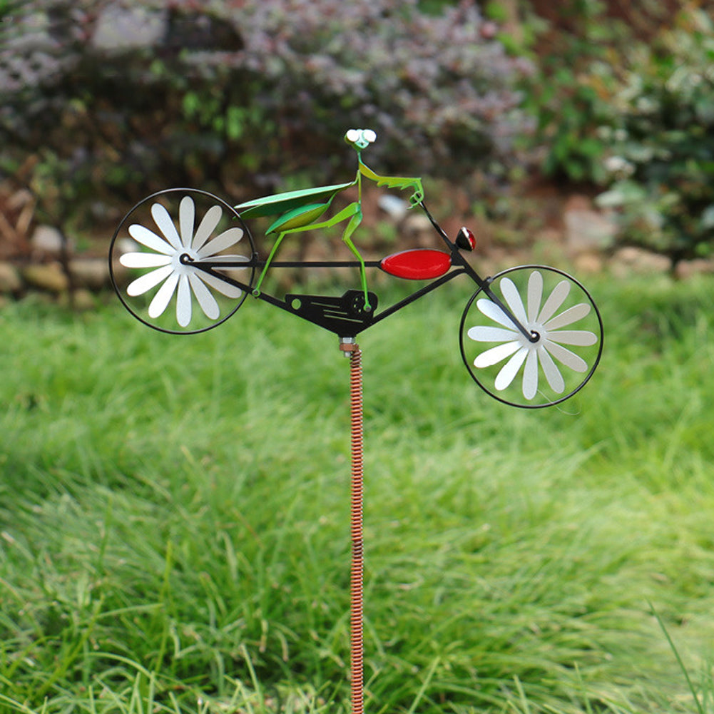 Charming cat garden windmill spinner, whimsical outdoor decor for yard art.