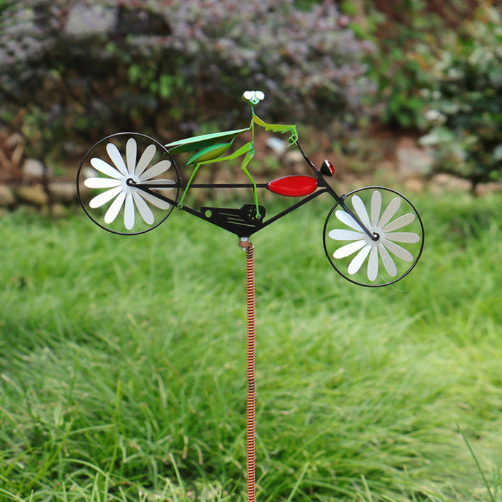 Charming cat garden windmill spinner, whimsical outdoor decor for yard art.