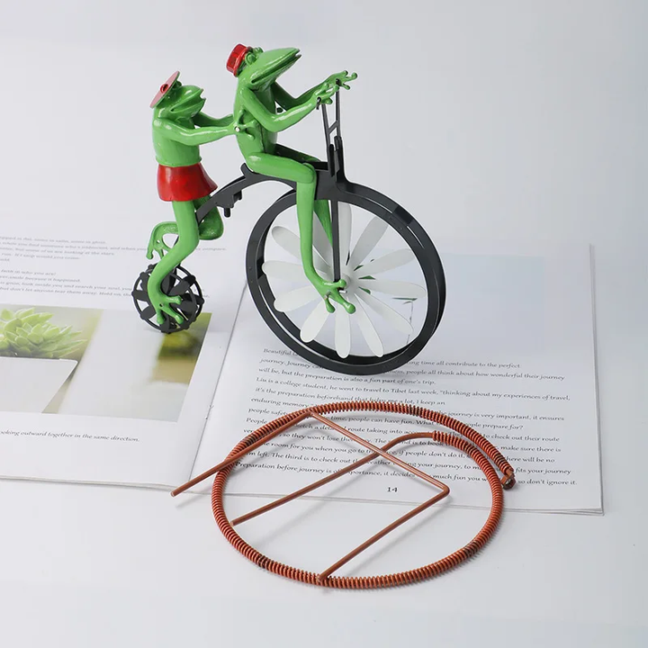 Whimsical grasshopper garden spinner, weather-resistant outdoor yard art.