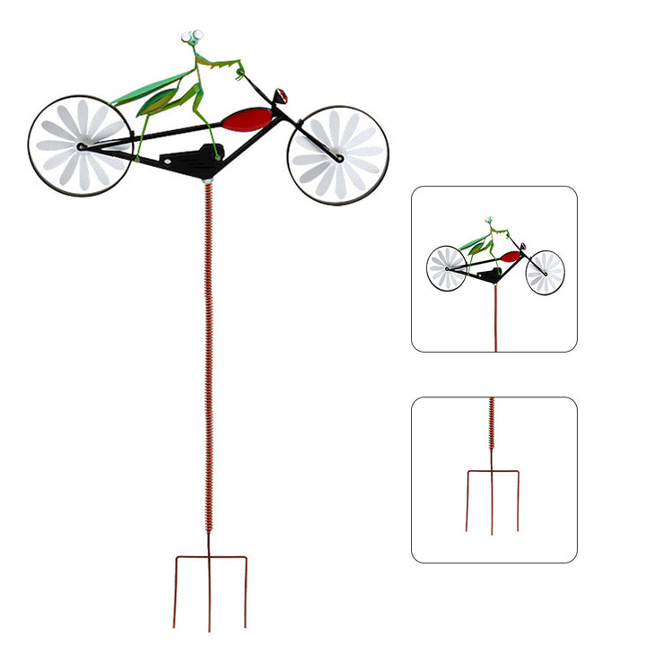 Durable stainless steel whimsical garden windmill spinner, weather-resistant outdoor yard art.