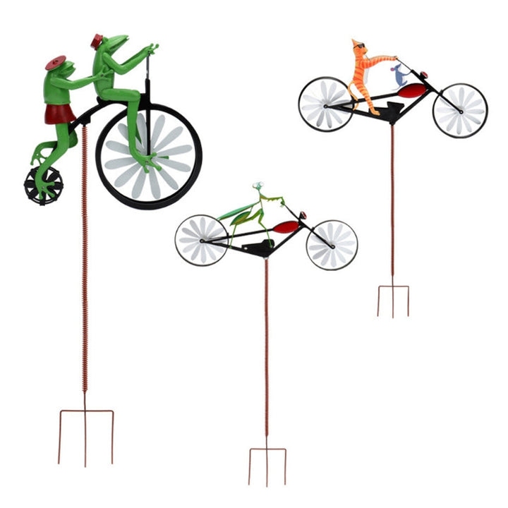 Whimsical garden decor windmill spinner, charming yard art enhancing outdoor spaces.