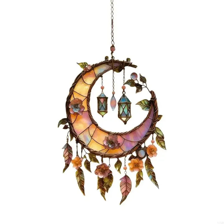 Handcrafted sun catcher window decoration, a celestial art piece with Highland cattle for home accent.