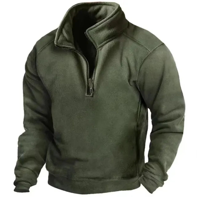 Durable men's windproof thermal sweater, ideal for outdoor activities, ensuring warmth & comfort in winter.