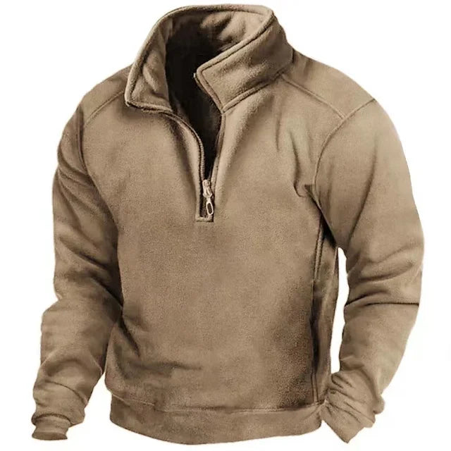 Stylish men's windproof pullover sweater for casual autumn & winter wear, offering warmth and comfort.