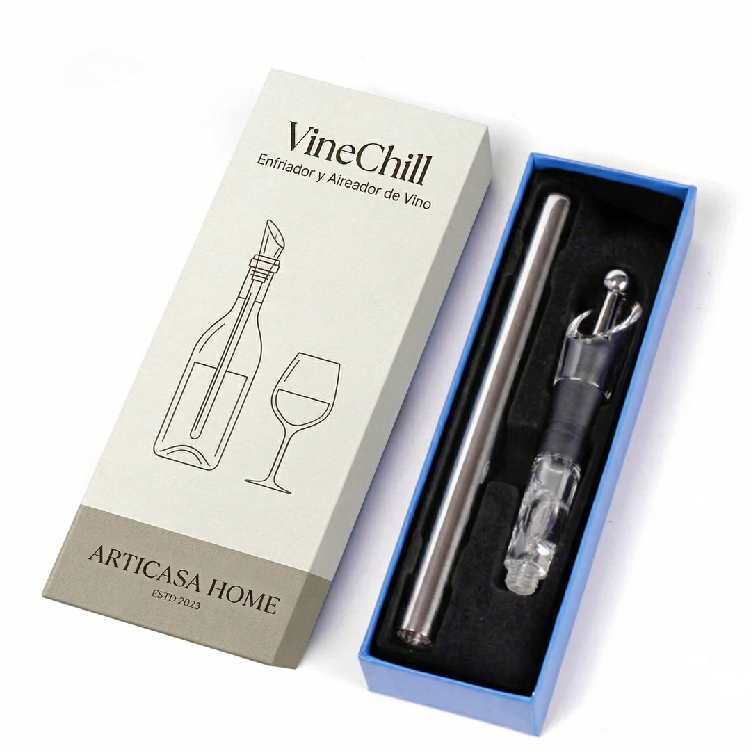 Wine chiller & aerator in stainless steel. Maintain perfect wine temperature and enhance flavor. BOGO offer.