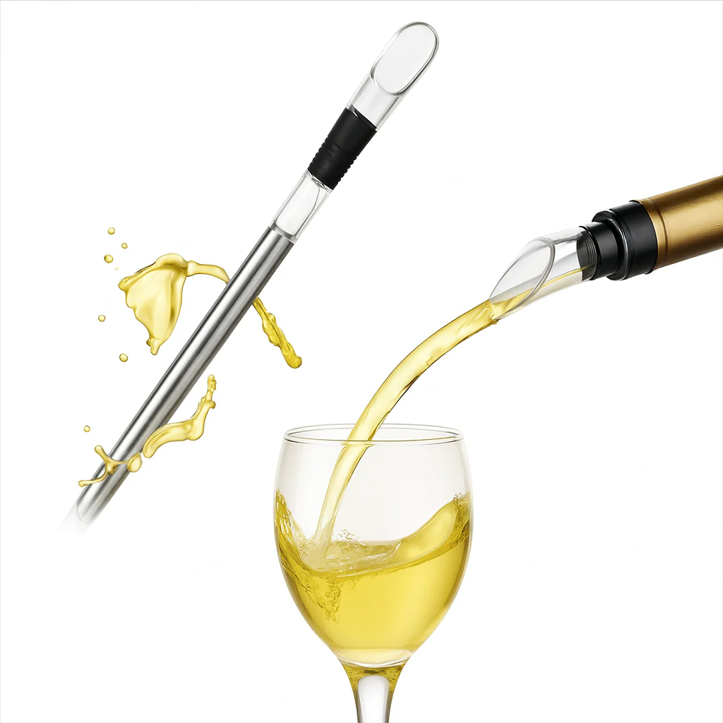 Buy one, get one FREE wine chiller & aerator set. Stainless steel barware for perfectly chilled wine.