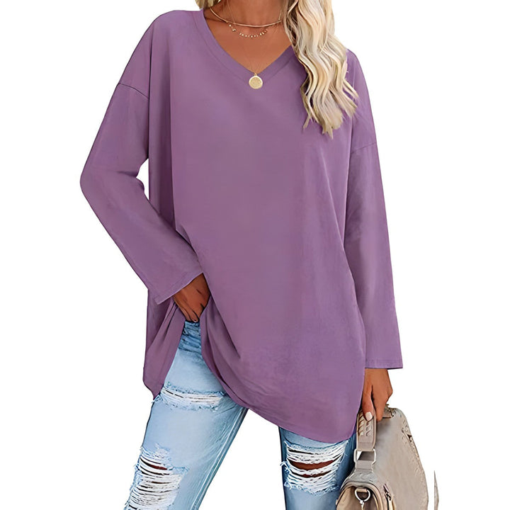 Soft women's long sleeve V-neck tunic top. Perfect comfortable casual wear, great for layering.