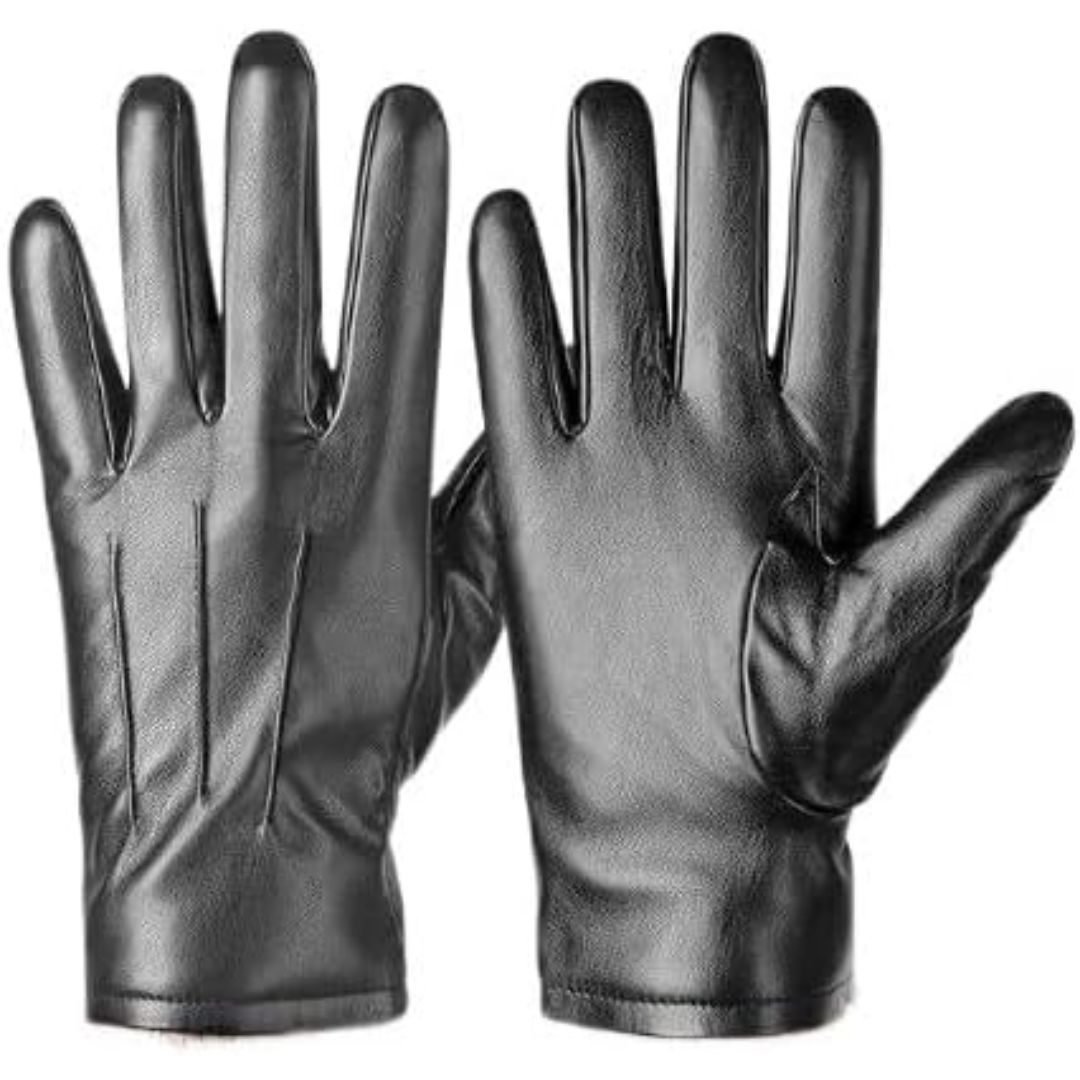 Durable PU leather men's winter gloves, featuring advanced touchscreen tips for smartphones and tablets.