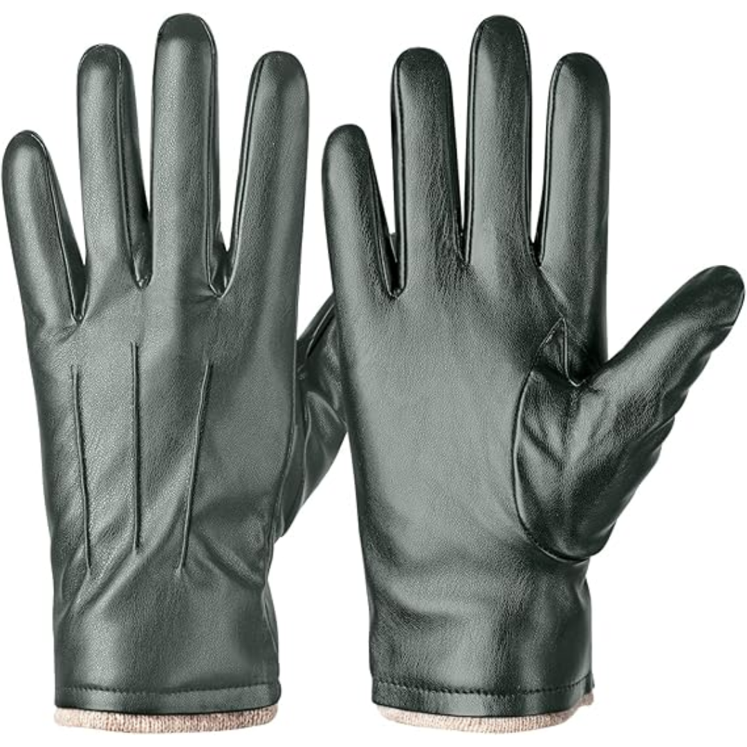 Fashionable men's touchscreen leather gloves for winter, providing warmth and easy smartphone interaction.