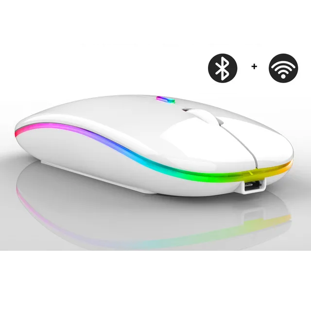 Portable wireless rechargeable LED mouse, ideal for PC, laptop, or office use.