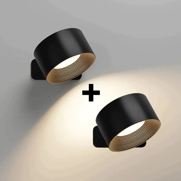 Wireless LED wall light with touch control & 360° rotation, perfect for versatile ambient lighting.