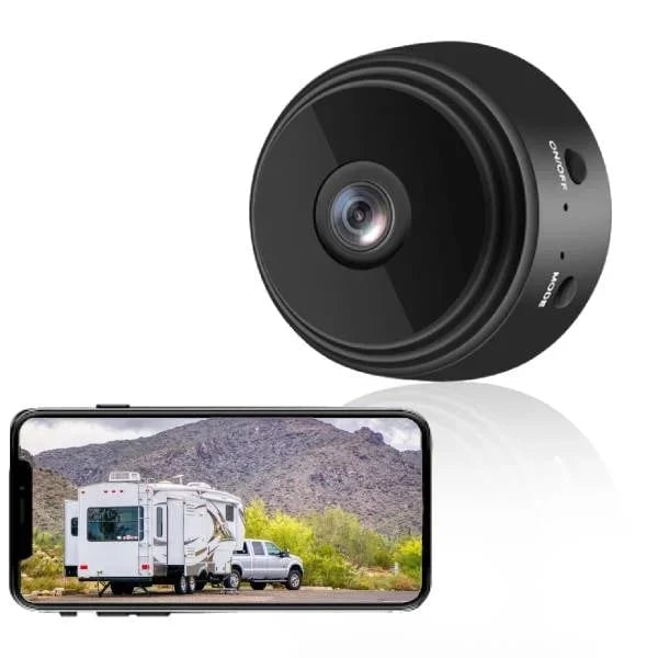 Compact home security camera, wireless with powerful night vision for 24/7 smart home monitoring.