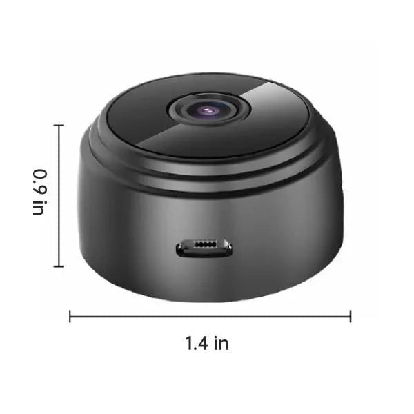 Portable wireless mini camera, ideal for home monitoring with its night vision and magnetic attachment.