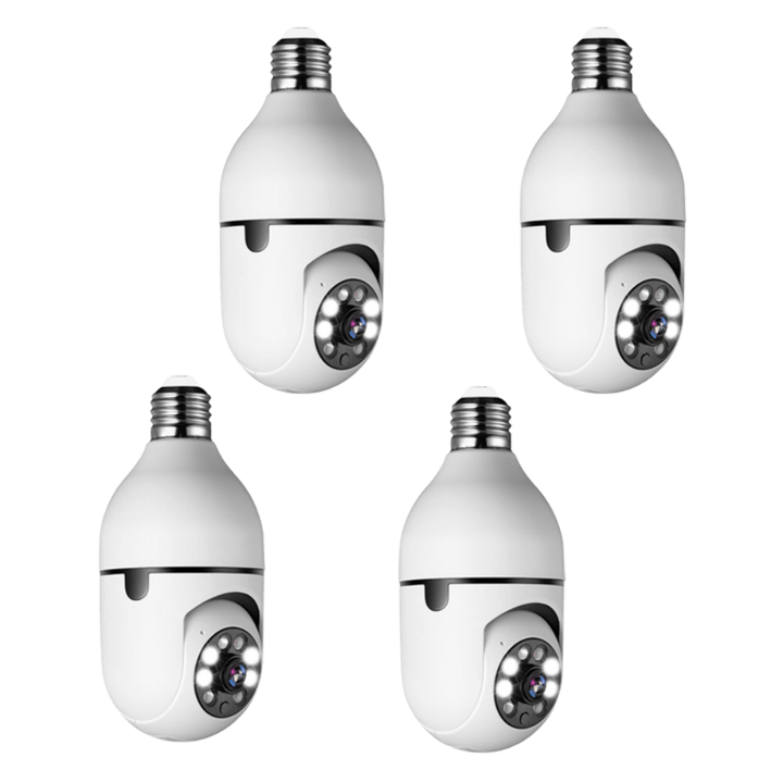 Smart home 360° surveillance camera lightbulb, 1080p wireless with motion detection for total security.